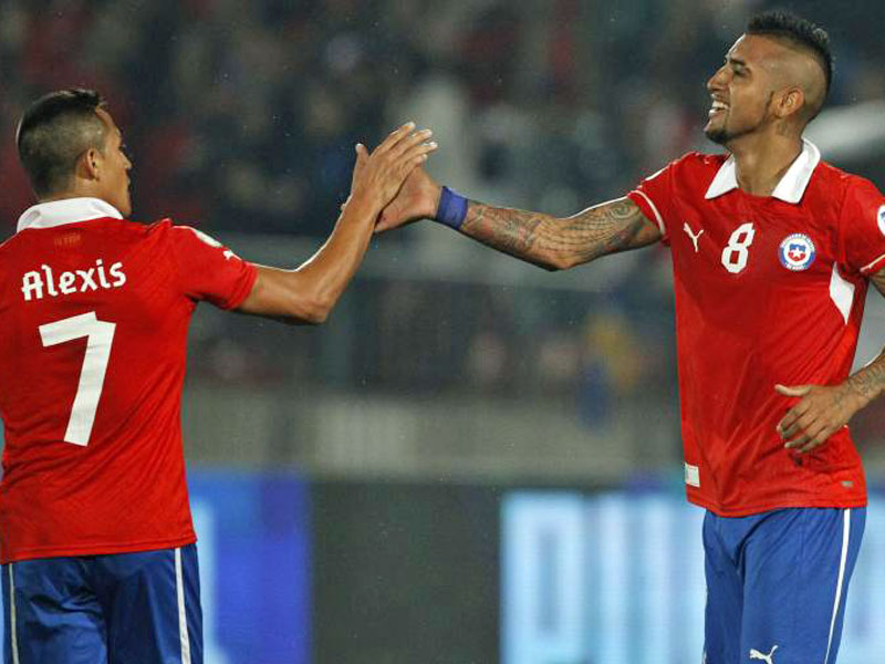 Chiles Hoffnungstr&#228;ger: Alexi Sanchez (li.) und Arturo Vidal.