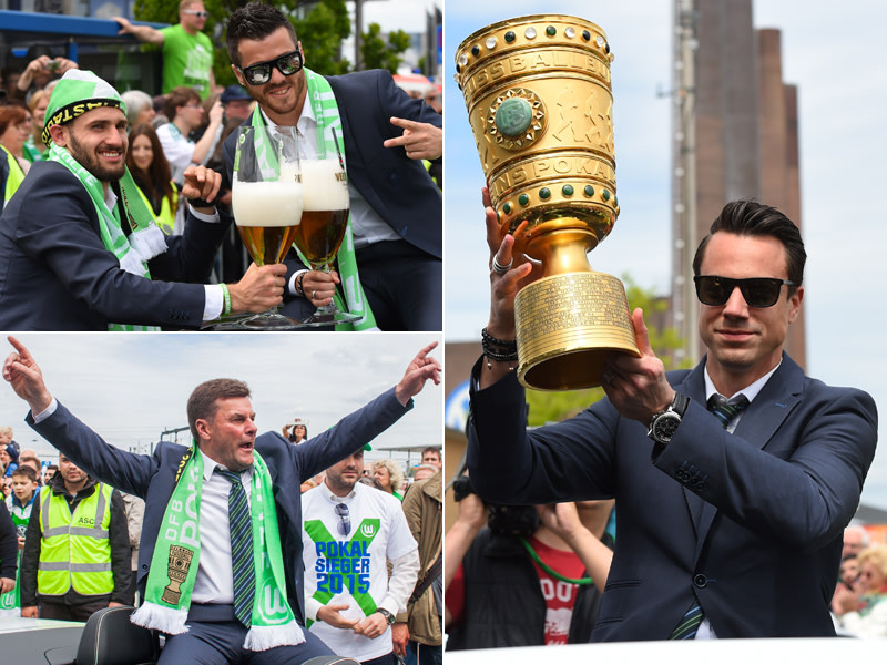 VfL Wolfsburg feiert den Pokal