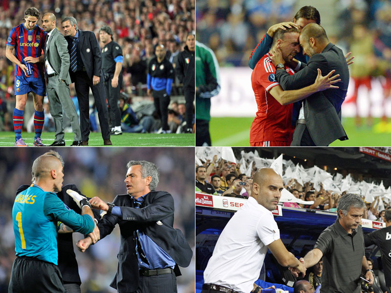 Fl&#252;sterpost, Emotionen, Gerangel: Pep Guardiola und Jos&#233; Mourinho - keine Liebesgeschichte.