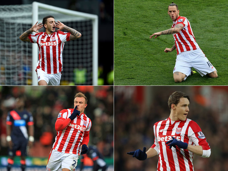 Joselu, Marko Arnautovic, Xherdan Shaqiri und Philipp Wollscheid