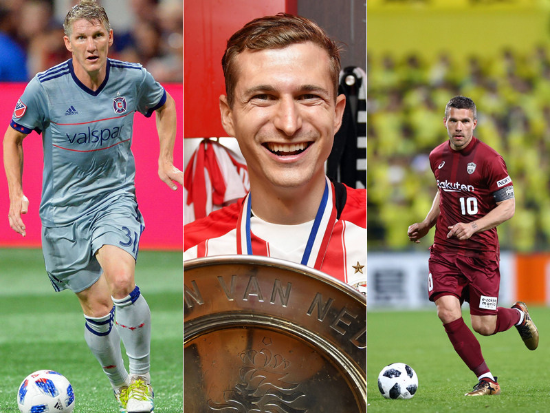 Auff&#228;llig im Ausland: Bastian Schweinsteiger, Daniel Schwaab und Lukas Podolski.