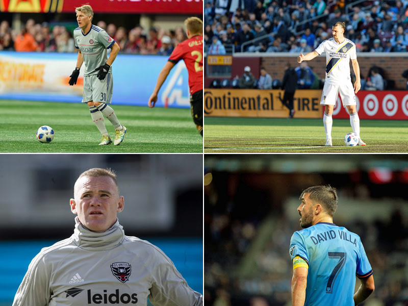 Top-Stars in der MLS: Bastian Schweinsteiger, Zlatan Ibrahimovic, Wayne Rooney und David Villa.