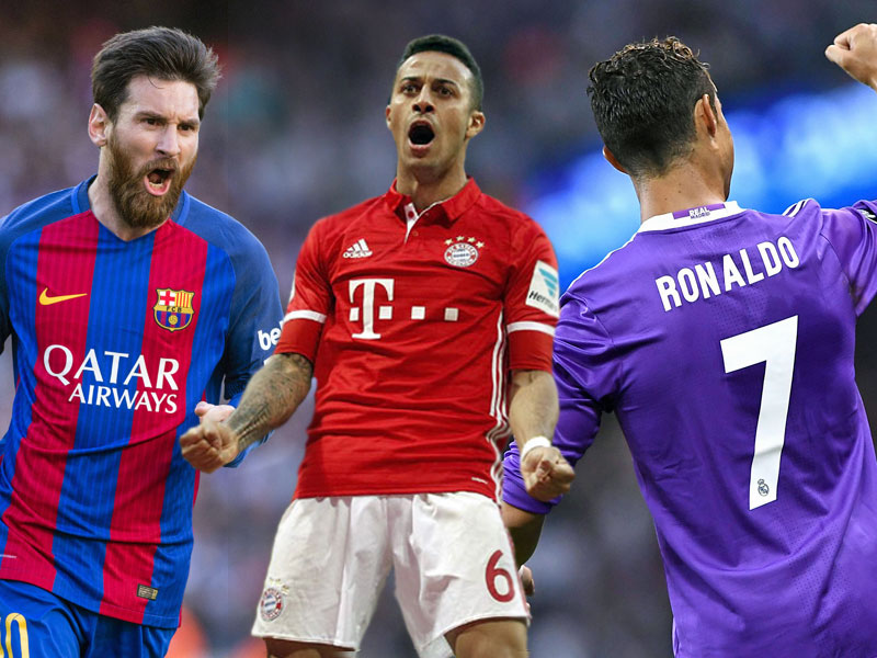 Lionel Messi, Thiago und Cristiano Ronaldo