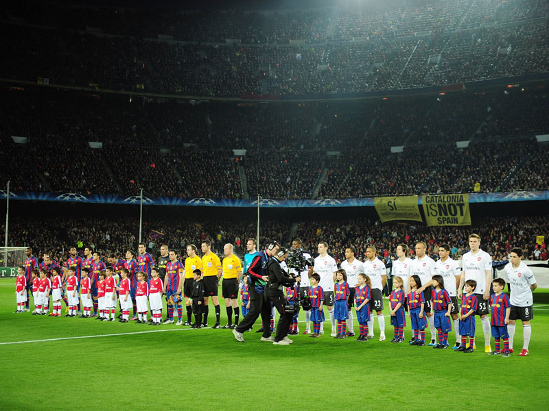 Der FC Barcelona und der FC Arsenal vor dem Viertelfinal-R&#252;ckspiel im April 2010