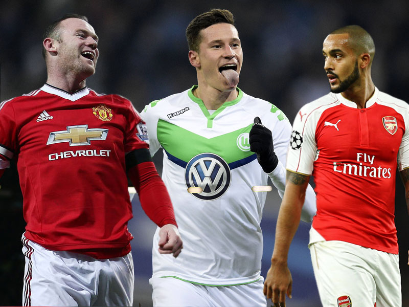 Wayne Rooney, Julian Draxler und Theo Walcott (v.li.)