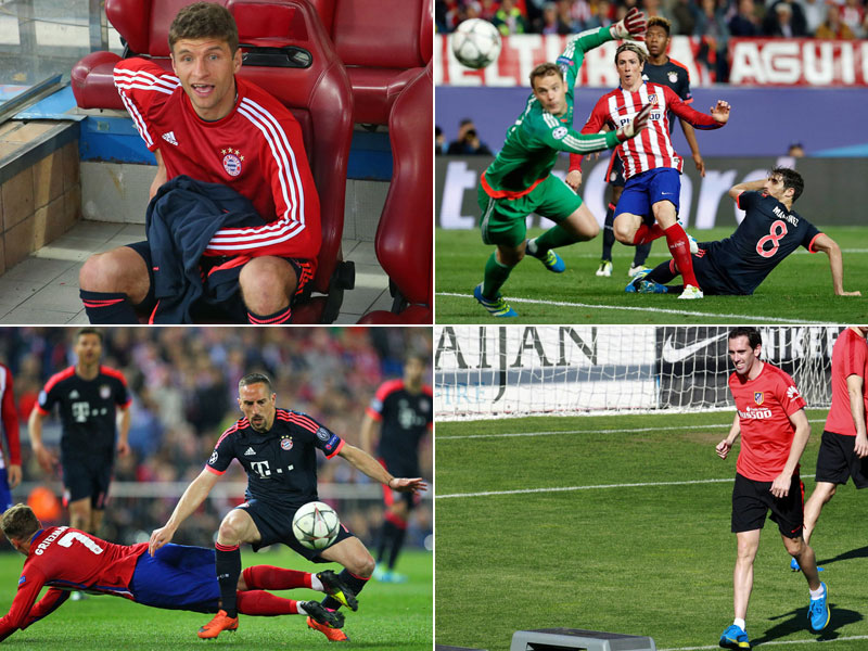 Thomas M&#252;ller (oben links), Franck Ribery (unten links), Fernando Torres (oben rechts) und Diego Godin