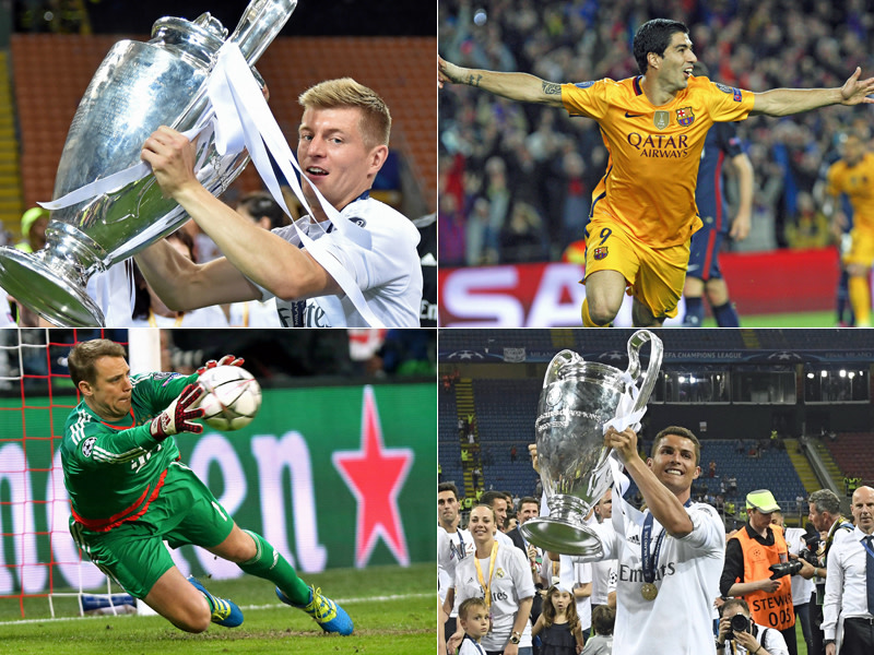 Toni Kroos, Luis Suarez, Manuel Neuer und Cristiano Ronaldo.