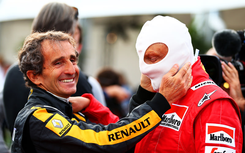 Zwei Legenden der Formel 1: Alain Prost (li.) und Niki Lauda. 