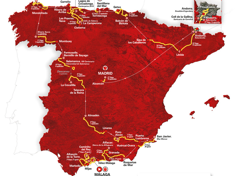 Streckenkarte Vuelta 2018