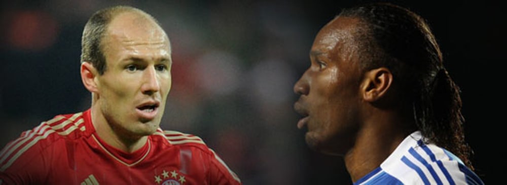 Zwischen China, England und M&#252;nchen: Arjen Robben und Chelseas Didier Drogba.
