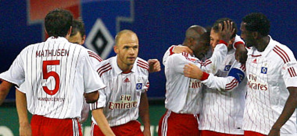 Der HSV beim jubeln.