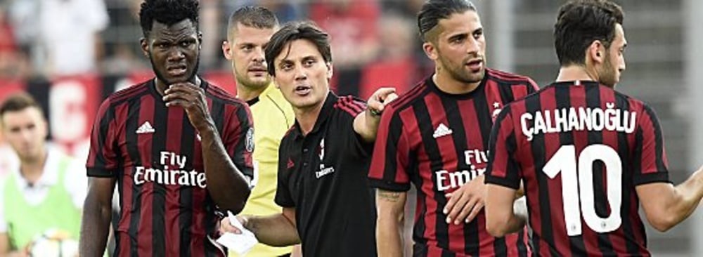 Franck Kessie, Vincenzo Montella, Ricardo Rodriguez und Hakan Calhanoglu