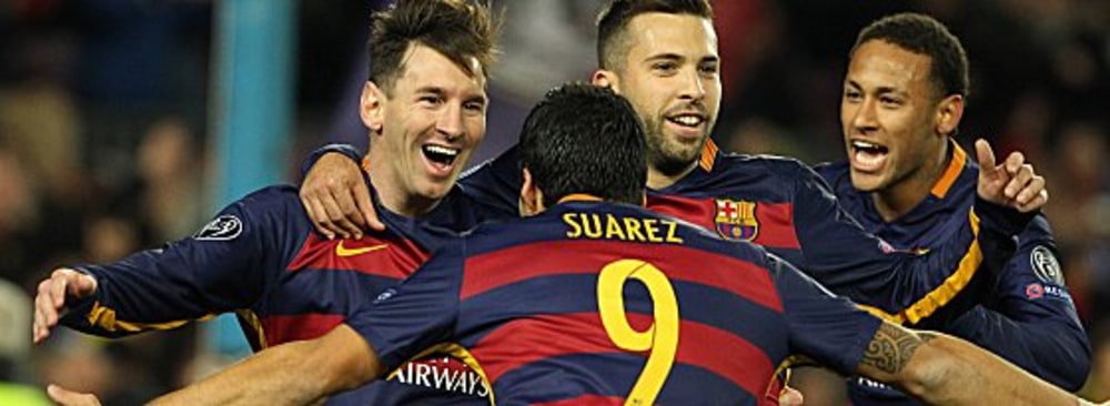 Wieder mittendrin: Lionel Messi (li.) bejubelt einen seiner beiden Treffer gegen Rom.