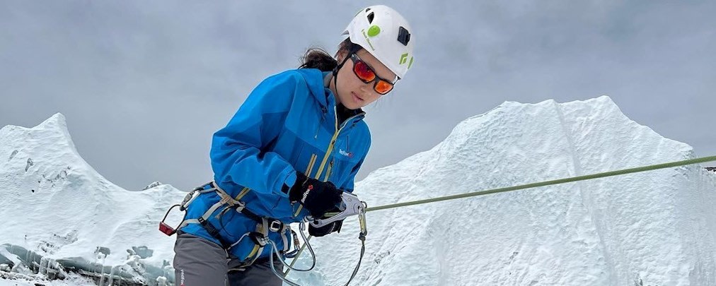 Lhakpa Sherpa im Basislager des Mount Everest (3. Mai 2022).