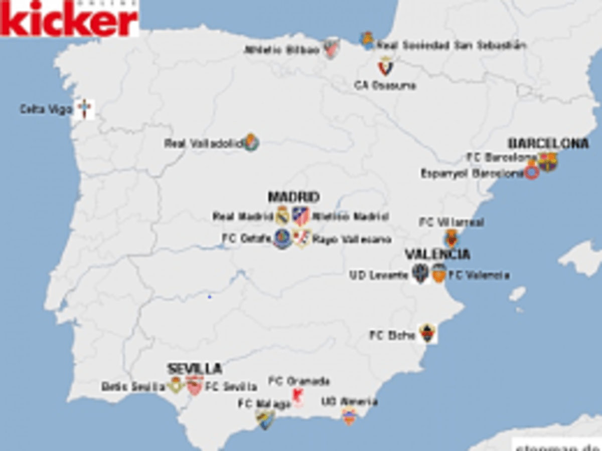 Die Primera División im Kartenbild kicker