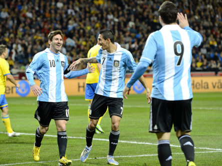 Drei Topangreifer: Lionel Messi, Gonzalo Higuain (Nr. 9) und Angel di Maria.