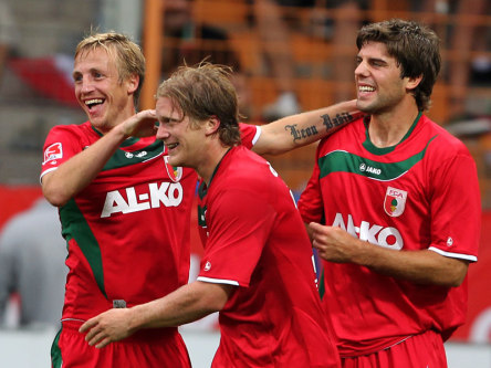 Thurk, de Jong, Kwakman (von links, FC Augsburg)