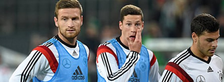 Shkodran Mustafi, Julian Draxler und Kevin Volland (v.li.)