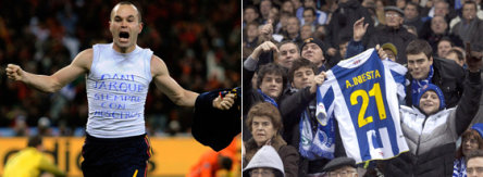 Volksheld bei Barça und bei Espanyol: Andres Iniesta. Die Nummer 21 war die Rückennummer von Dani Jarque.