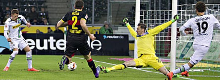 Thorgan Hazard, Emiliano Insua, Przemyslaw Tyton, Fabian Johnson (v.l.)