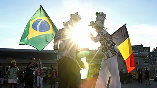 Hoch hinaus im zweiten Viertelfinale: Brasilien traf auf Belgien.