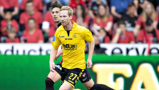 Auch in Braunschweig wird er Gelb tragen: BTSV-Neuzugang Jonas Thorsen im Dress seines Ex-Klubs AC Horsens.