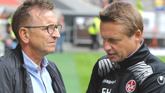 Arbeiteten zuletzt in Kaiserslautern zusammen: Uerdingens Trainer Norbert Meier (li.) und Frank Heinemann.