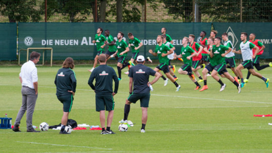 Schweißtreibende Angelegenheit: Die Werder-Profis beim Training.