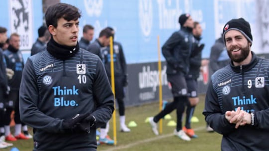 Nach Verletzung bei 1860 wieder im Mannschaftstraining: Eduardo Bedia (li.) und Rodri. 