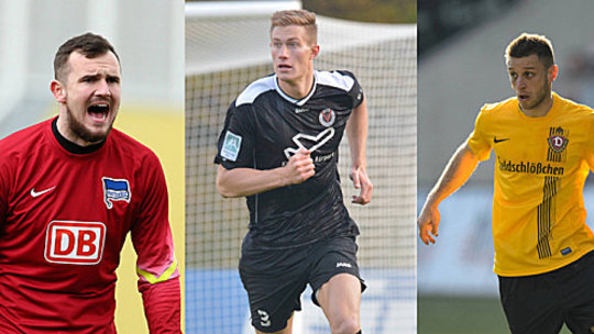Wollen mit Alemannia Aachen in der neuen Saison wieder oben mitspielen: Philip Sprint (li.), Jannik Löhden (M.) und David Vrzogic.