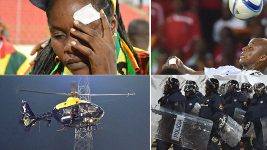 Fankrawalle haben das Afrika-Cup-Halbfinale in Malabo überschattet. Sogar ein Hubschrauber kam zum Einsatz.