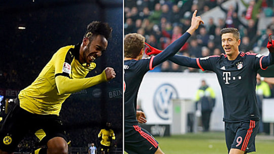 Die Bundesliga-Toptorschützen mischen ganz oben mit: Sowohl Aubameyang als auch Lewandowski (re.) durften am Wochenende jubeln.