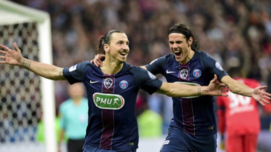 Waren mächtig in Torlaune: Die Paris-Stars Zlatan Ibrahimovic (l.) und Edinson Cavani.