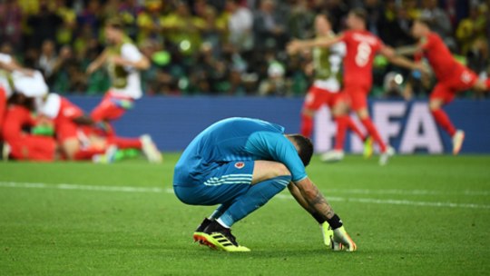 Untröstlich: Kolumbiens Keeper David Ospina nach dem WM-Aus gegen England.