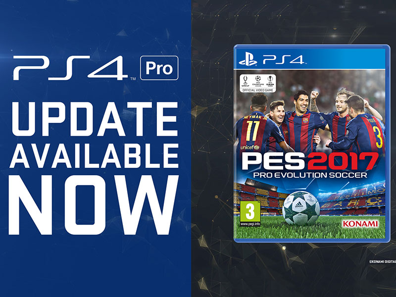 PES 2017 ist ab sofort auf der PlayStation 4 Pro in 4K spielbar.