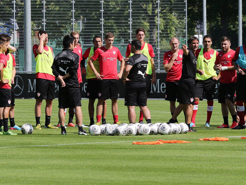 Steigen bereits am 1. August in die neue Europa-League-Saison ein: Bruno Labbadia und die VfB-Profis.