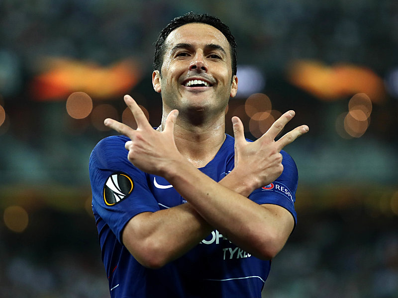 Drei Tore in drei europ&#228;ischen Finals: Pedro nach seinem Treffer zum 2:0 in Baku. 