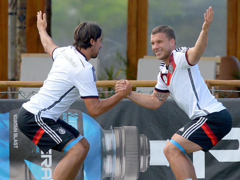 Absolvierte am Freitag noch &#220;bungen mit Sami Khedira: Lukas Podolski.