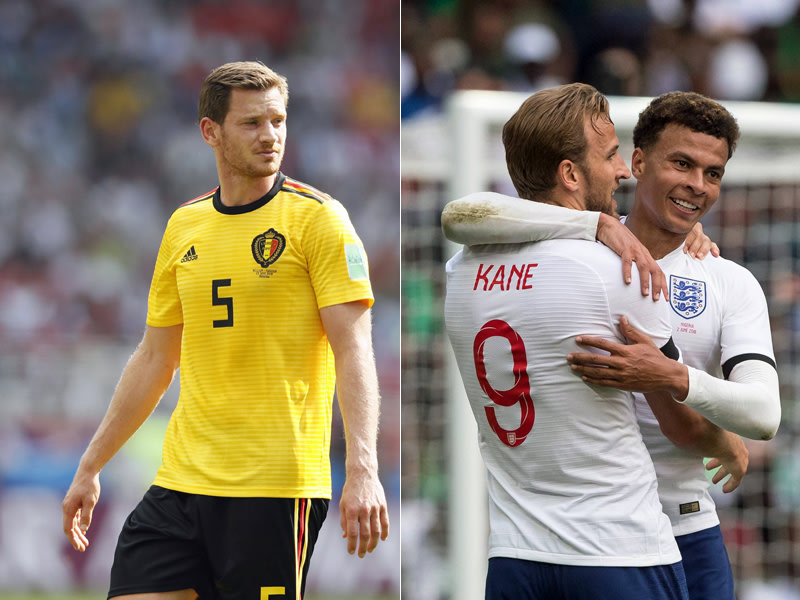 Spieler, die sich extrem gut kennen: Belgiens Jan Vertonghen (l.) spielt bei den Spurs, die Engl&#228;nder Harry Kane und Dele Alli auch.