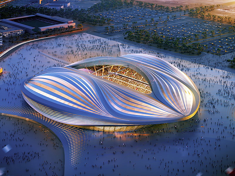 Ein Schauplatz der WM 2022: Das Al-Wakrah-Stadion in einer Illustration.