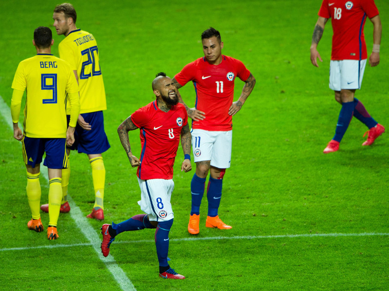 Augen zu und ab zum Jubeln: Arturo Vidal erzielte das 1:0 f&#252;r Chile.