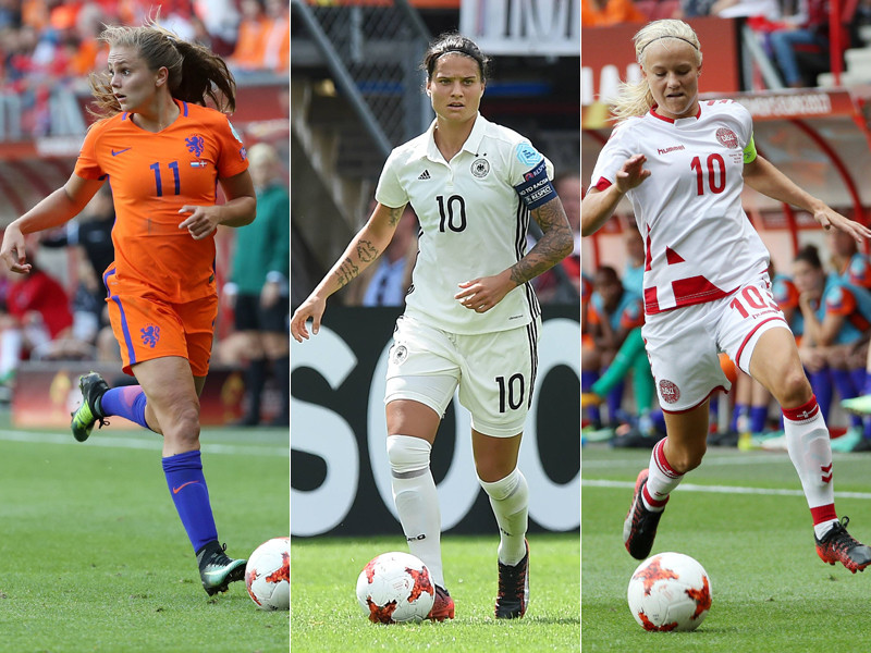 Wer wird&apos;s? Lieke Martens, Dzsenifer Marozsan und Pernille Harder (v.l.) stehen zur Auswahl.