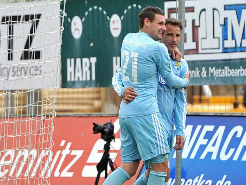 Die Matchwinner beim 4:0-Sieg des Chemnitzer FC: Marcel Hofrath (li.) &amp; Anton Fink(re.).