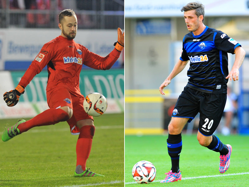 Unterzeichneten neue Vertr&#228;ge bis 2018: Paderborns Lukas Kruse und Marc Vucinovic.
