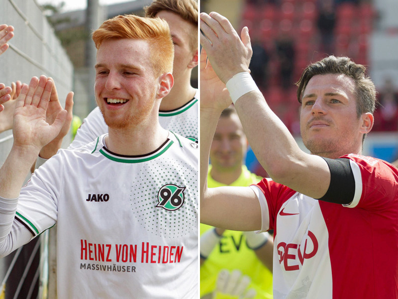 Verabschieden sich bei ihren alten Klubs und wechseln zum FSV Zwickau: Lukas Wilton (links, Hannover 96 II) und Marcel Gebers (rechts, Offenbacher Kickers).