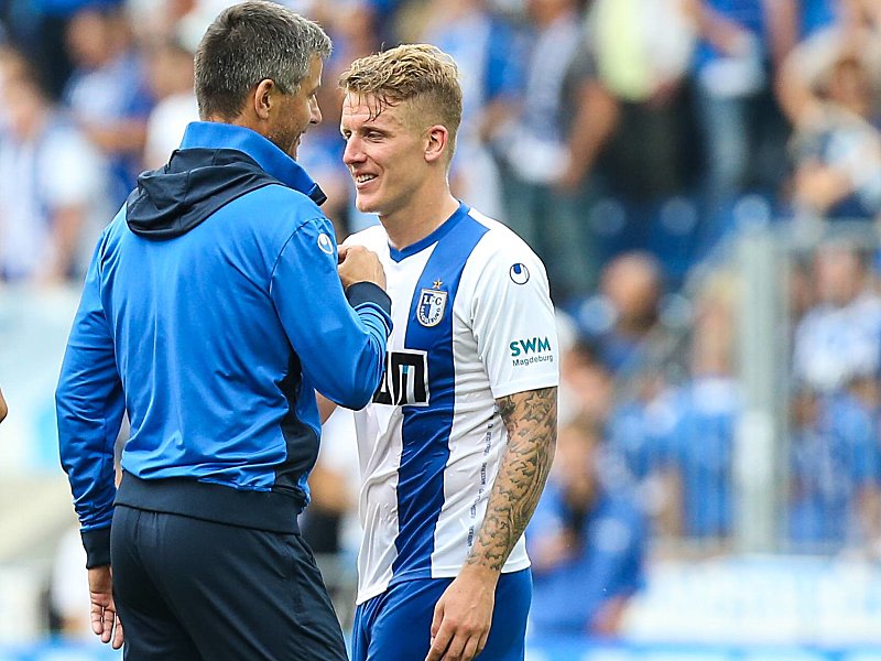 Haben Respekt vor Unterhaching: FCM-Trainer Jens H&#228;rtel und Abwehrspieler Richard Weil.