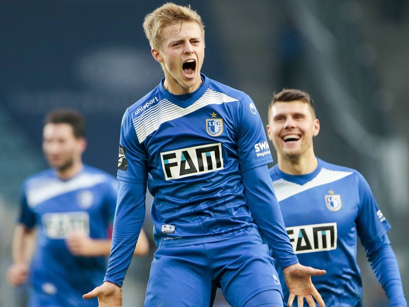 Feiert seinen Treffer zum 3:0-Endstand: Magdeburgs Sebastian Ernst.