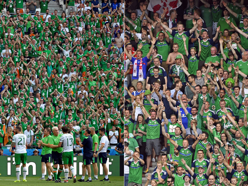 Die Fans von Irland (li.) und Nordirland wurden ihres besonders fairen Verhaltens ausgezeichnet. 