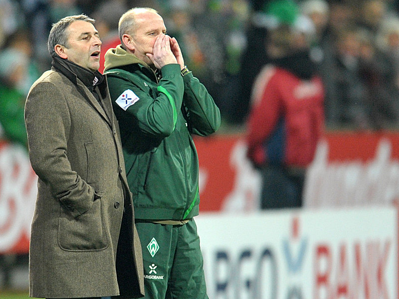 K&#246;nnen sich nicht ausruhen: Werder-Boss Klaus Allofs und Trainer Thomas Schaaf.