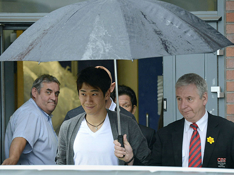 In Manchester vom Regen empfangen: Shinji Kagawa.